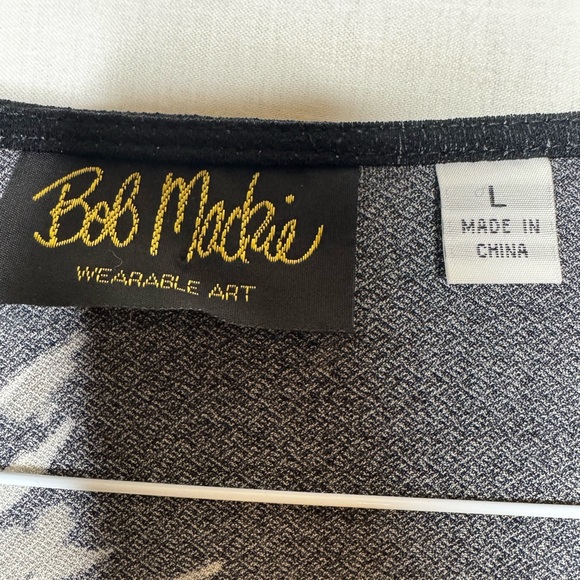 Bob Mackie Womens Floral Top Sz L Bold Artsy Art To Wear Stretch Mature - Picture 4 of 8